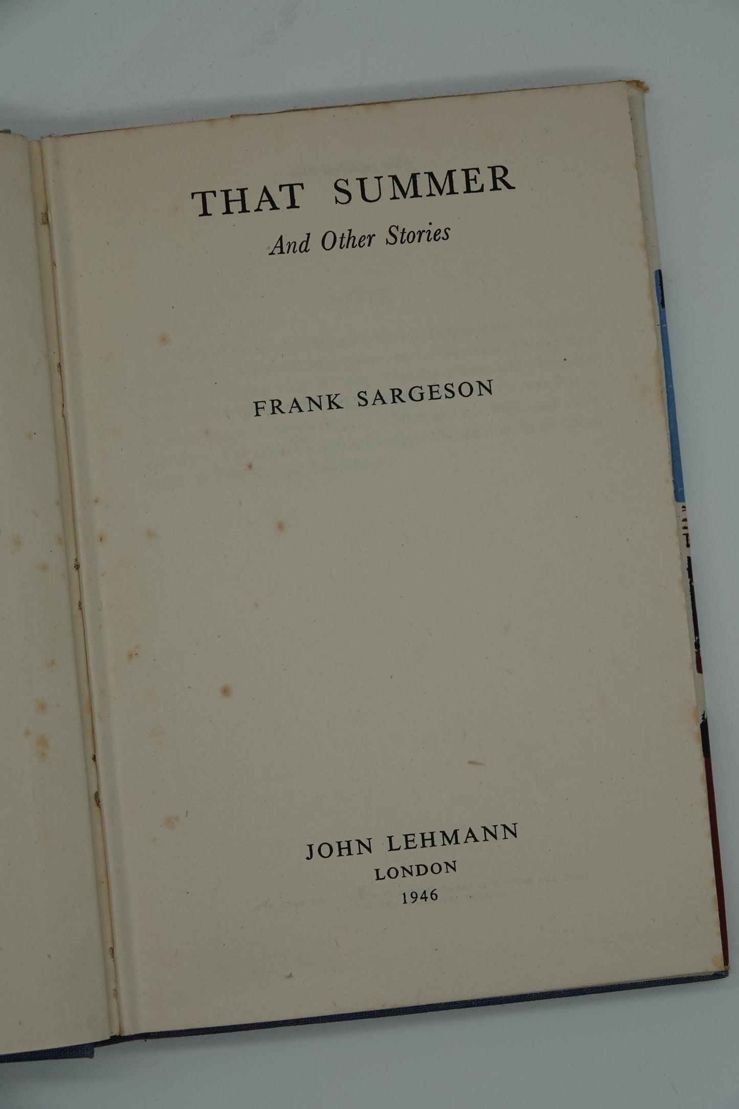 That Summer And Other Stories, Frank Sargeson