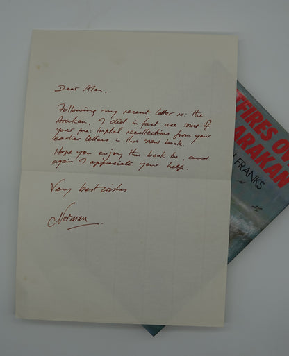 Spitfires over the Arakan, book and letter, both signed and inscribed by the author to a recognised war hero!